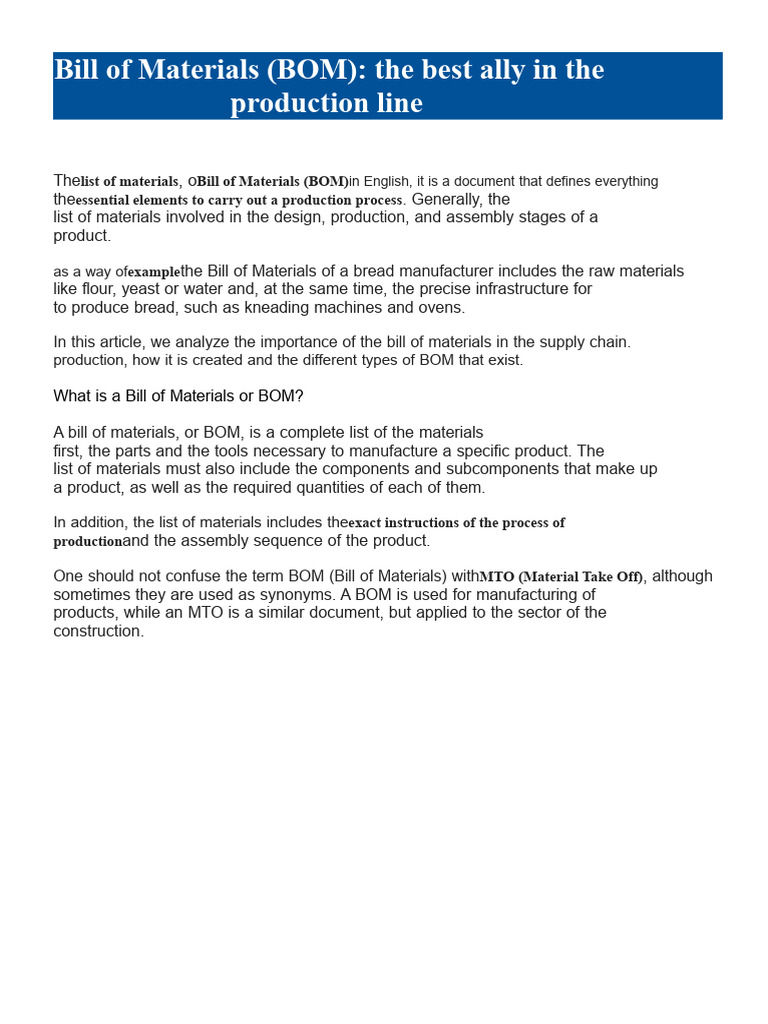 Understanding Bill of Materials (BOM) | PDF | Production And Manufacturing