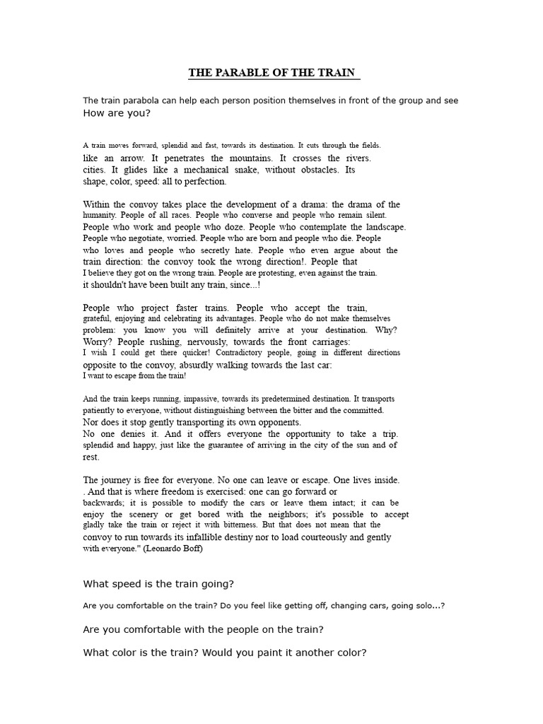 The Train Parable: Life's Journey Explained | PDF