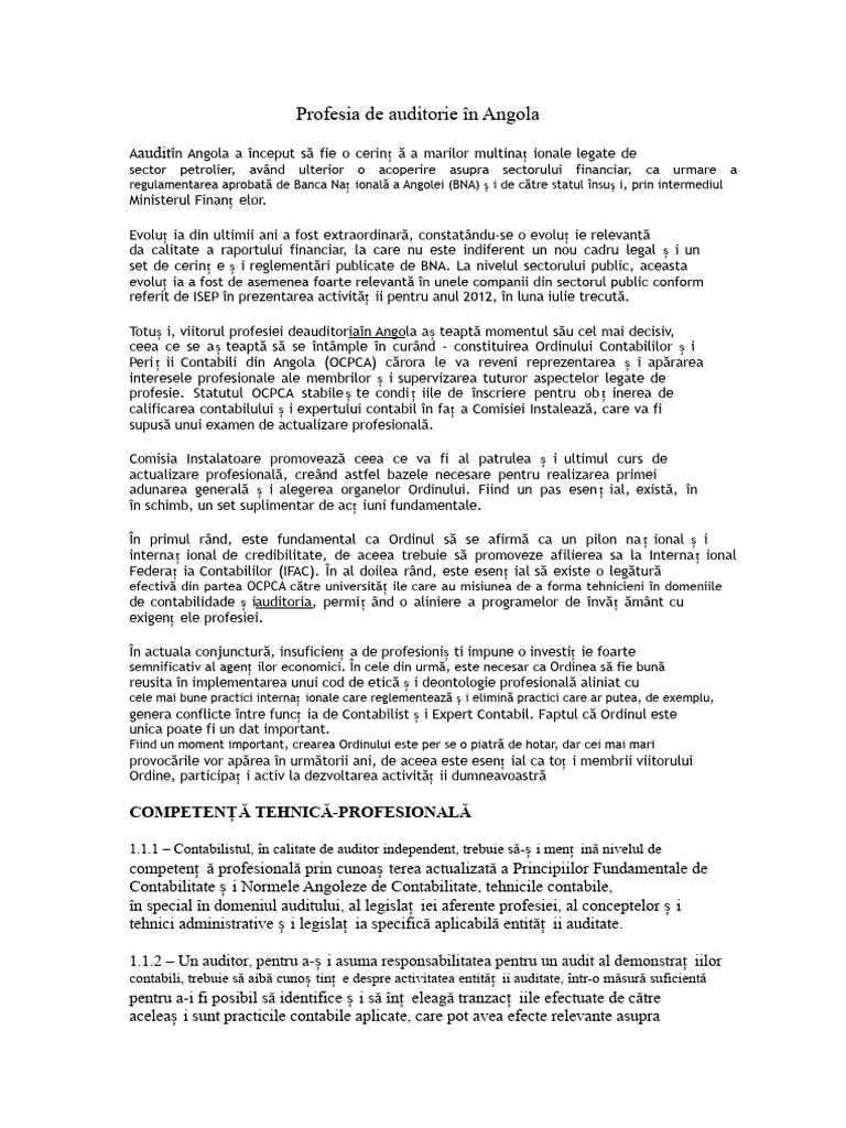 Profesia de Auditare În Angola | PDF