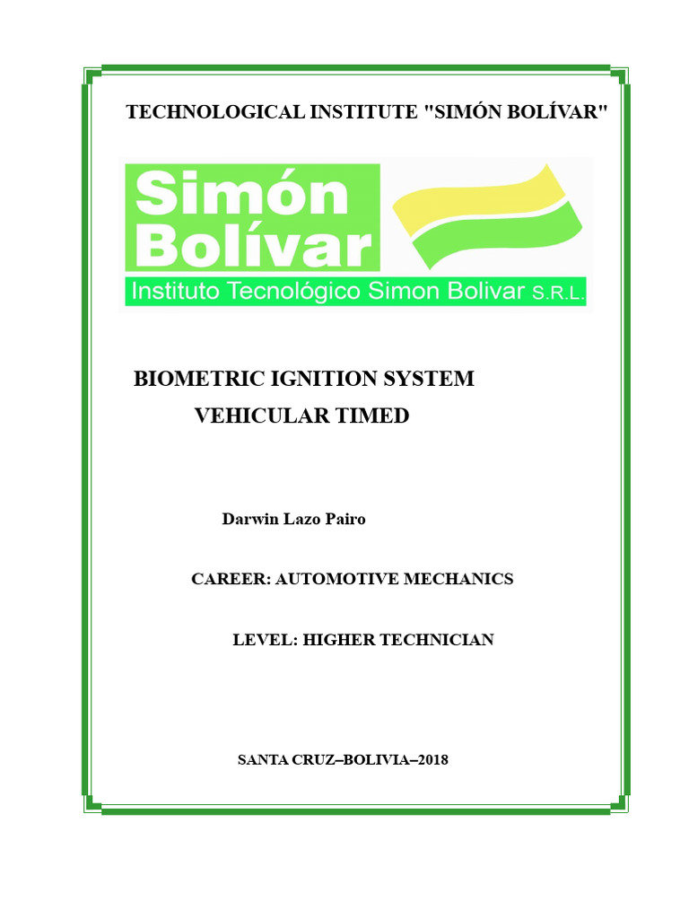Biometric Ignition System Design | PDF | Inductor | Electric Motor
