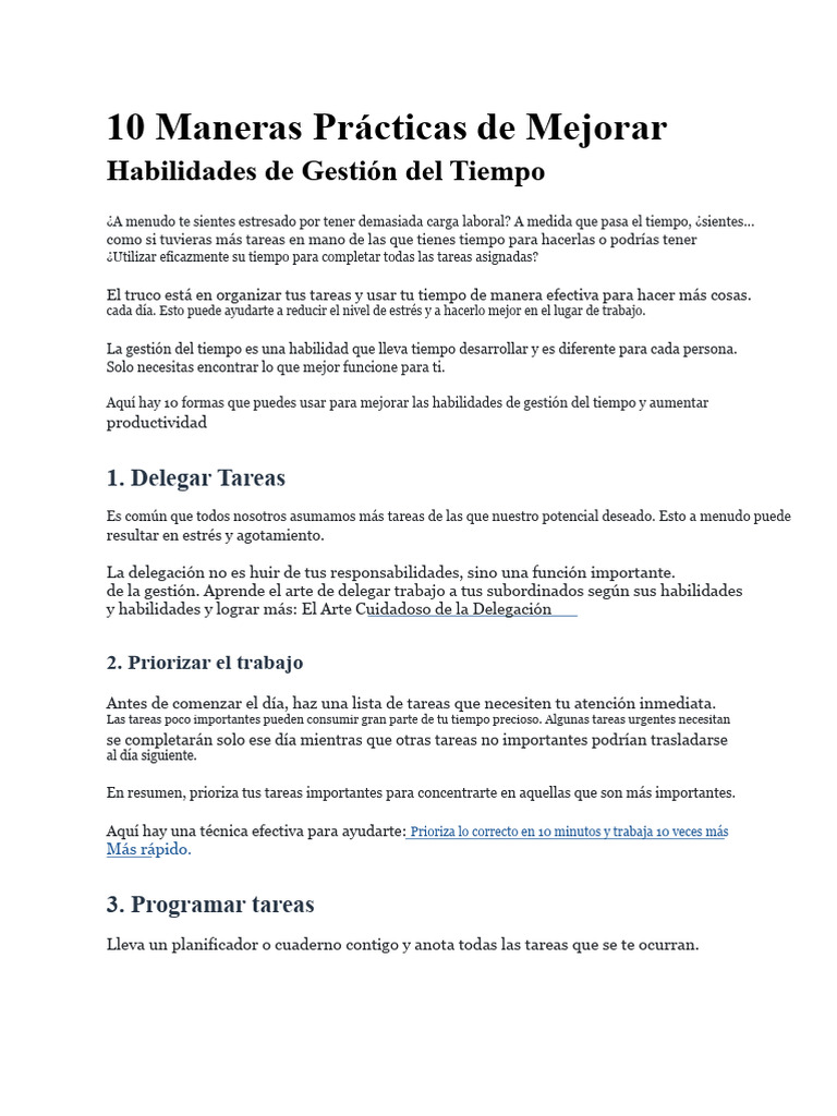 10 Maneras Prácticas de Mejorar Las Habilidades de Gestión Del Tiempo ...