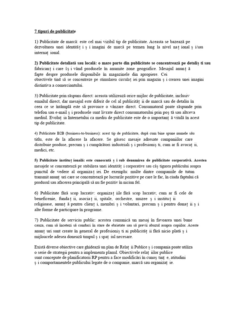 7 Tipuri de Publicitate | PDF