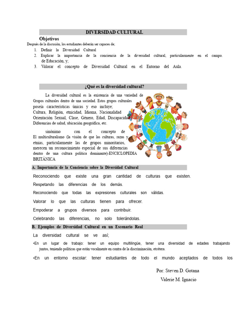 Importancia de la Diversidad Cultural en Educación | PDF ...