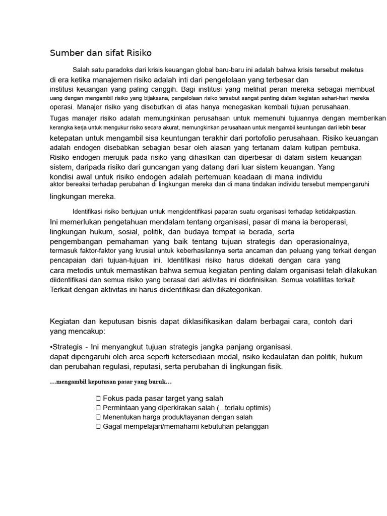 Sumber Risiko dalam Manajemen Keuangan | PDF