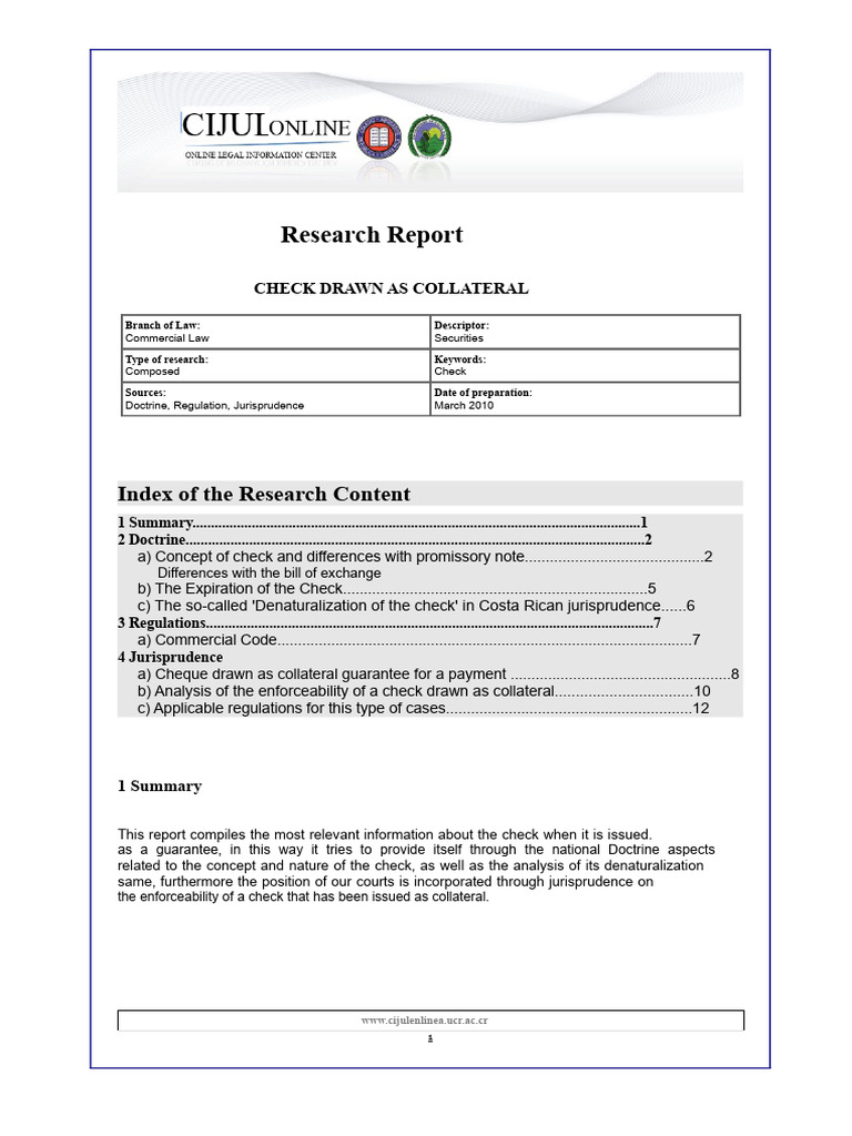 Check as Collateral in Commercial Law | PDF | Negotiable Instrument ...