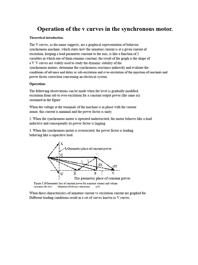 Understanding V Curves in Synchronous Motors | PDF | Ac Power ...