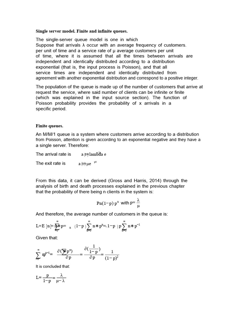 Single Server Queue Models Explained | PDF | Probability Distribution ...
