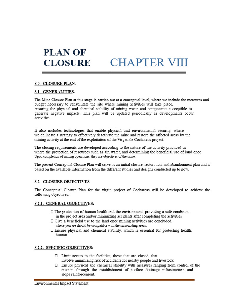Conceptual Mine Closure Plan Overview | PDF | Mining | Infrastructure