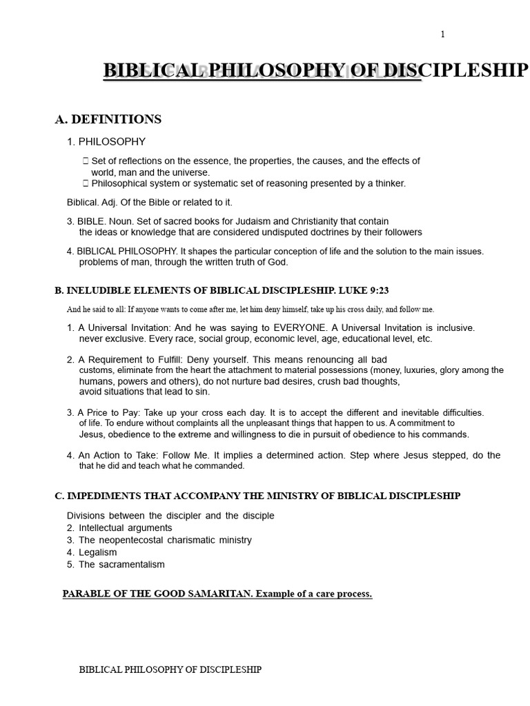 Biblical Discipleship Philosophy Explained | PDF | Disciple ...