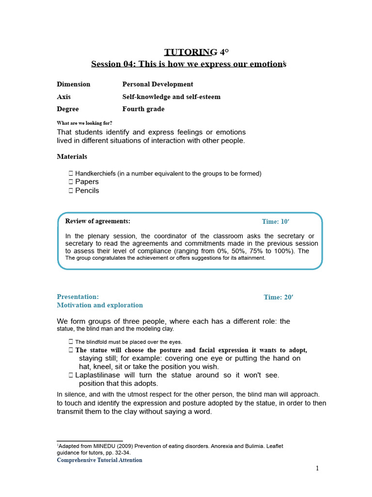 Tutoring 4° Session 04: This Is How We Express Our Emotions | PDF ...