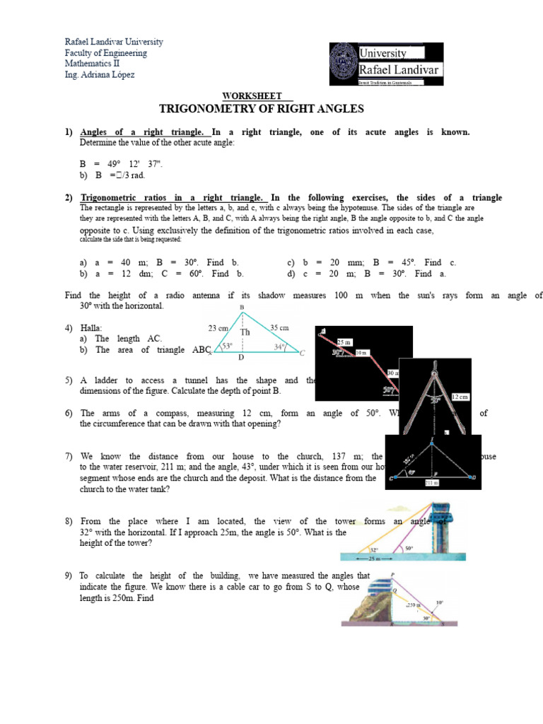 Right Triangle Exercises | PDF | Trigonometry | Triangle
