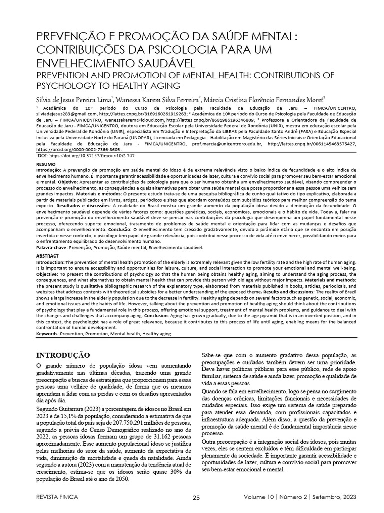 Psicologia e Envelhecimento Saudável | PDF | Envelhecimento | Psicologia