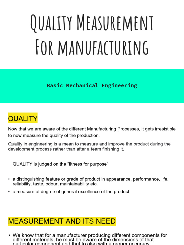 Quality Measurement in Manufacturing Processes | PDF | Engineering ...