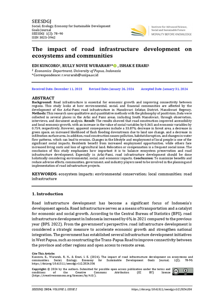 The Impact of Road Infrastructure Development On Ecosystems and ...