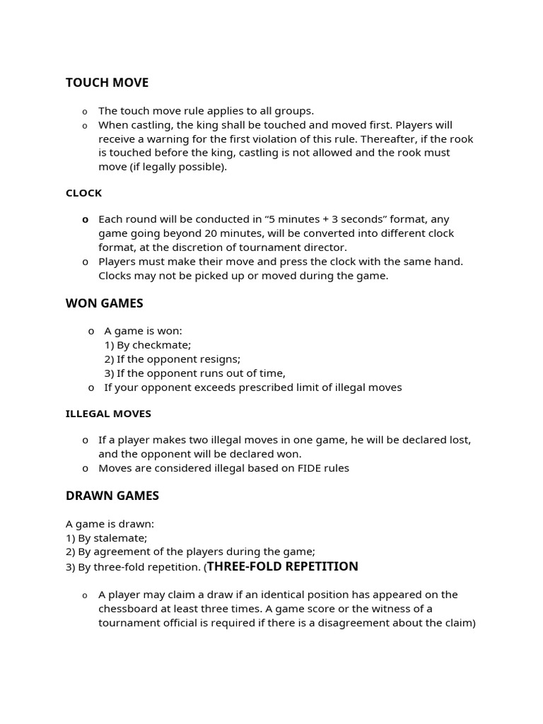 Chess Rules and Regulations Draft | PDF | Abstract Strategy Games ...