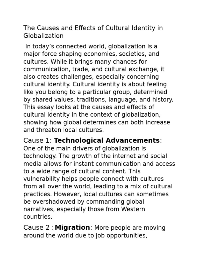 The Causes and Effects of Cultural Identity in Globalization | PDF ...
