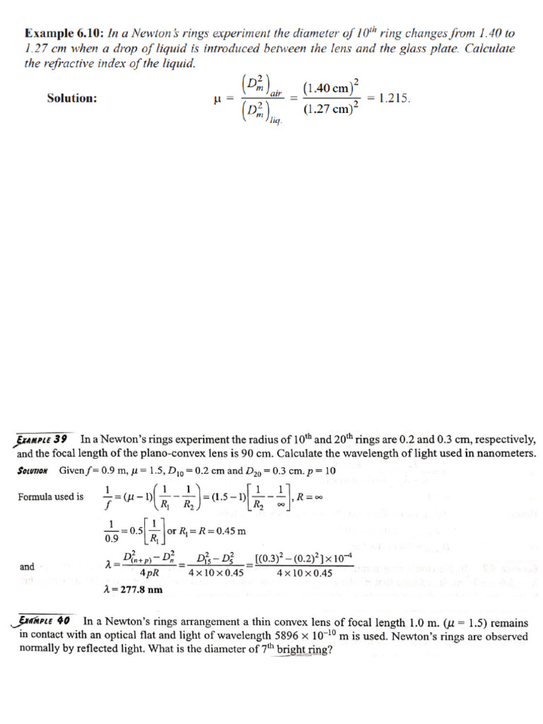 Newton's Rings Experiment Analysis | PDF | Diffraction | Optics