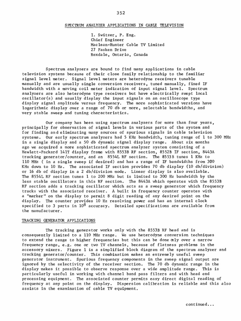 Spectrum Analyzers in Cable TV Systems | PDF | Frequency Modulation ...