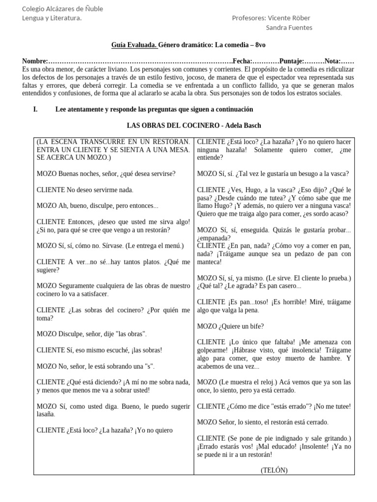 Género Dramático Comedia | PDF | Monólogo