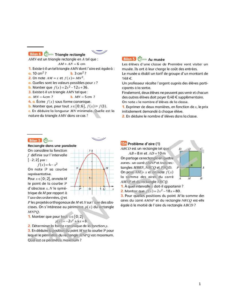 DM Maths Première 2 | PDF