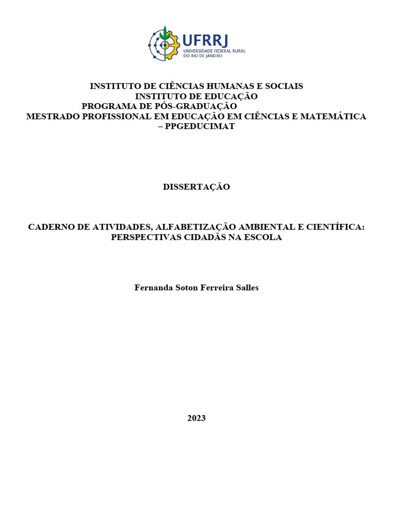 BDTD21-Caderno de Atividades, Alfabetização Ambiental e Científica ...