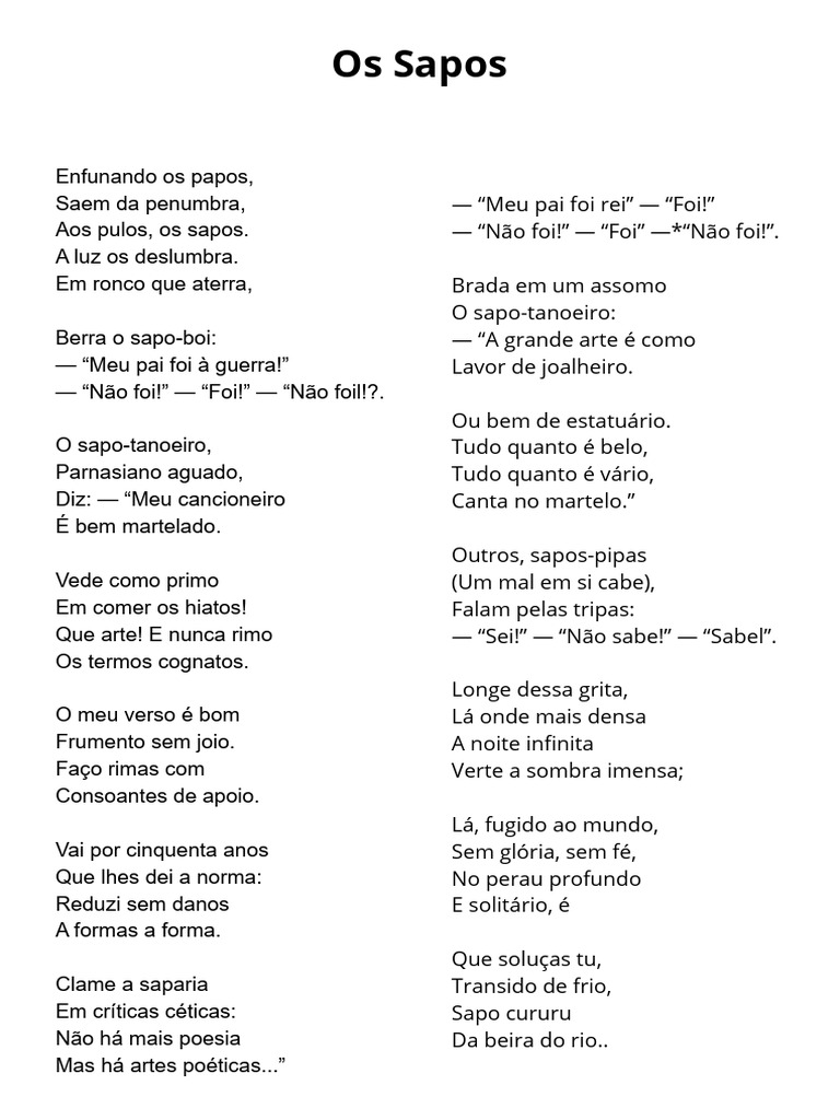 Poema "Os Sapos" de Manuel Bandeira | PDF