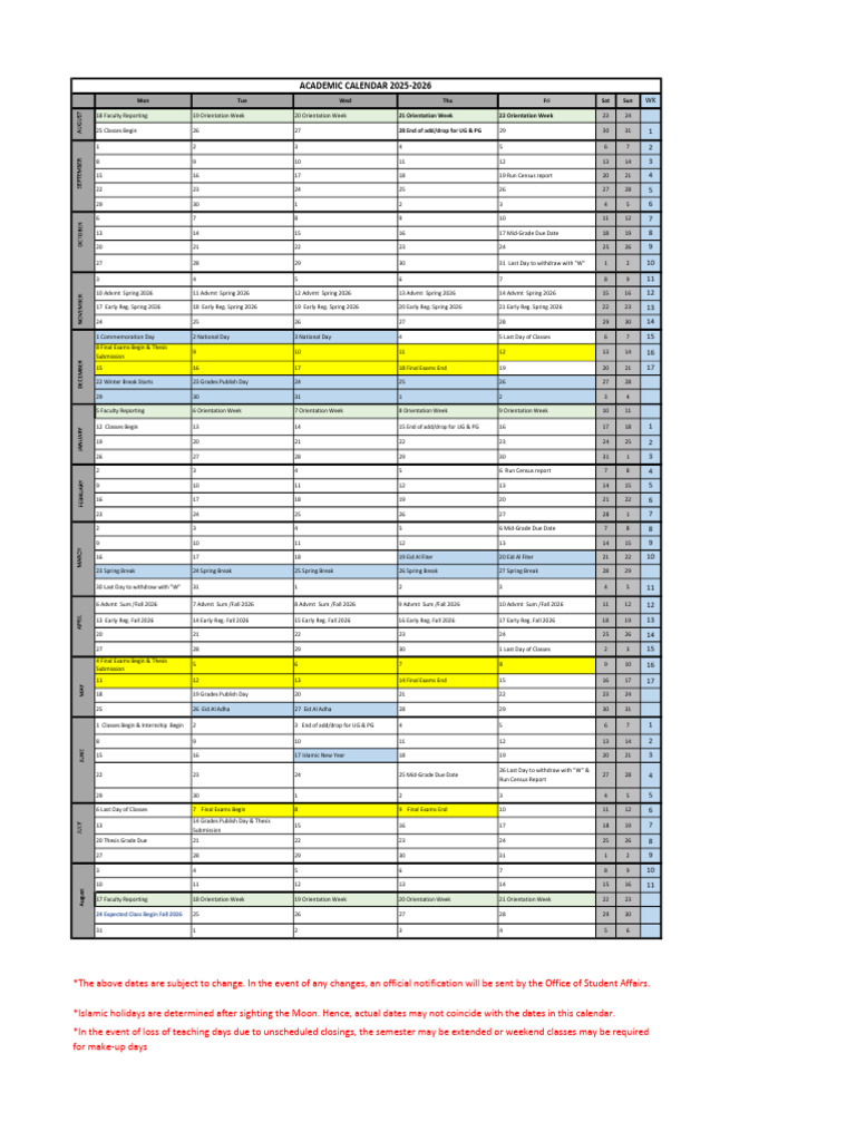 Academic Calendar 2025-2026 Overview | PDF | Educational ...