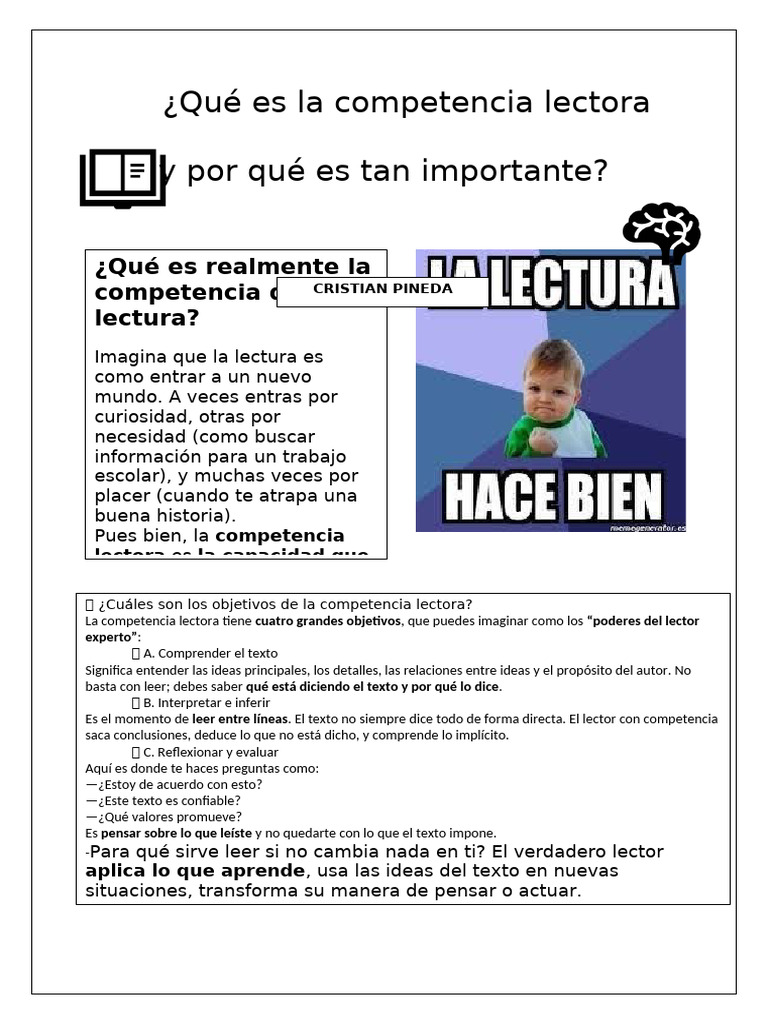 Importancia de la Competencia Lectora | PDF