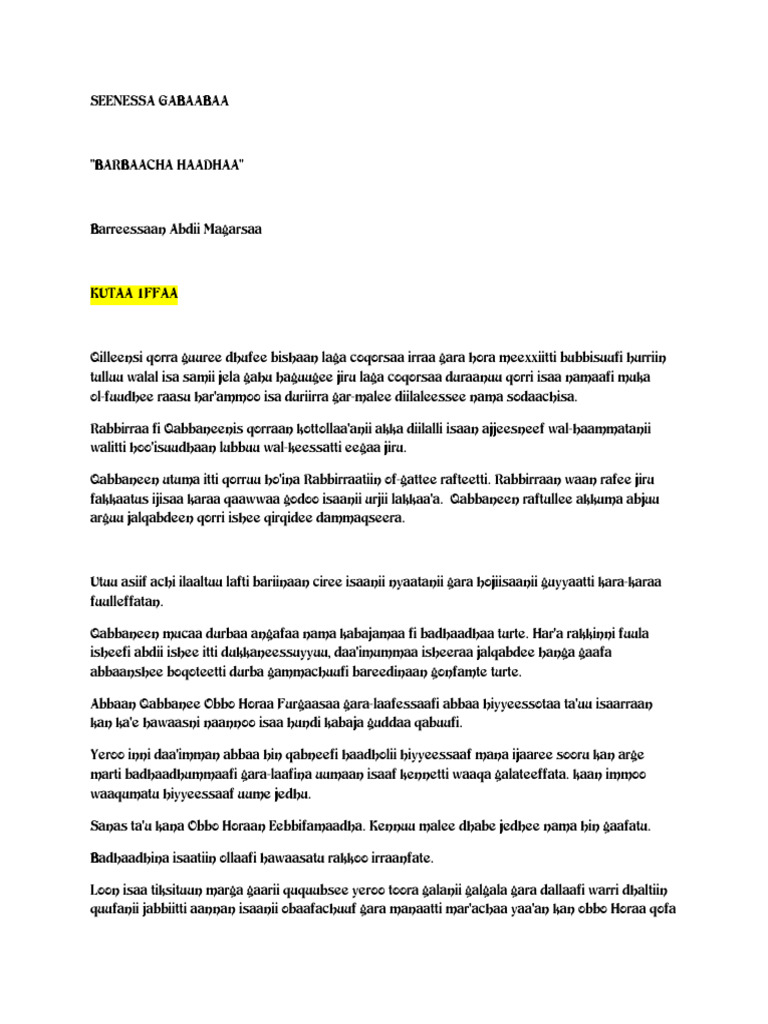 Barbaacha Haadhaa | PDF