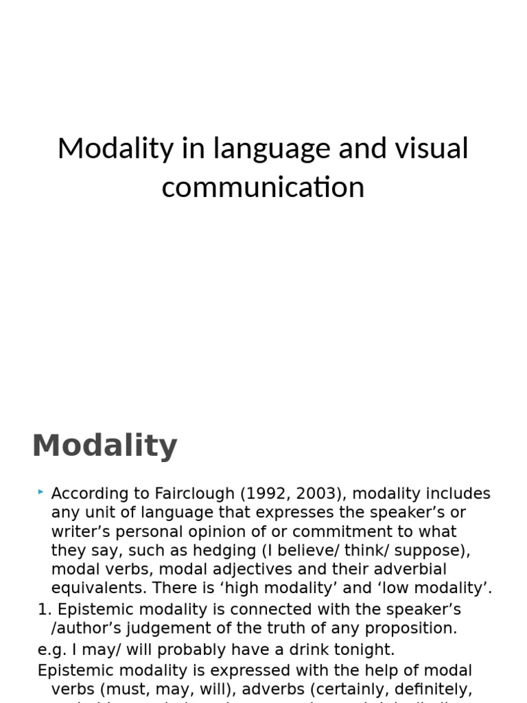Understanding Modality in Communication | PDF | Verb | Linguistics
