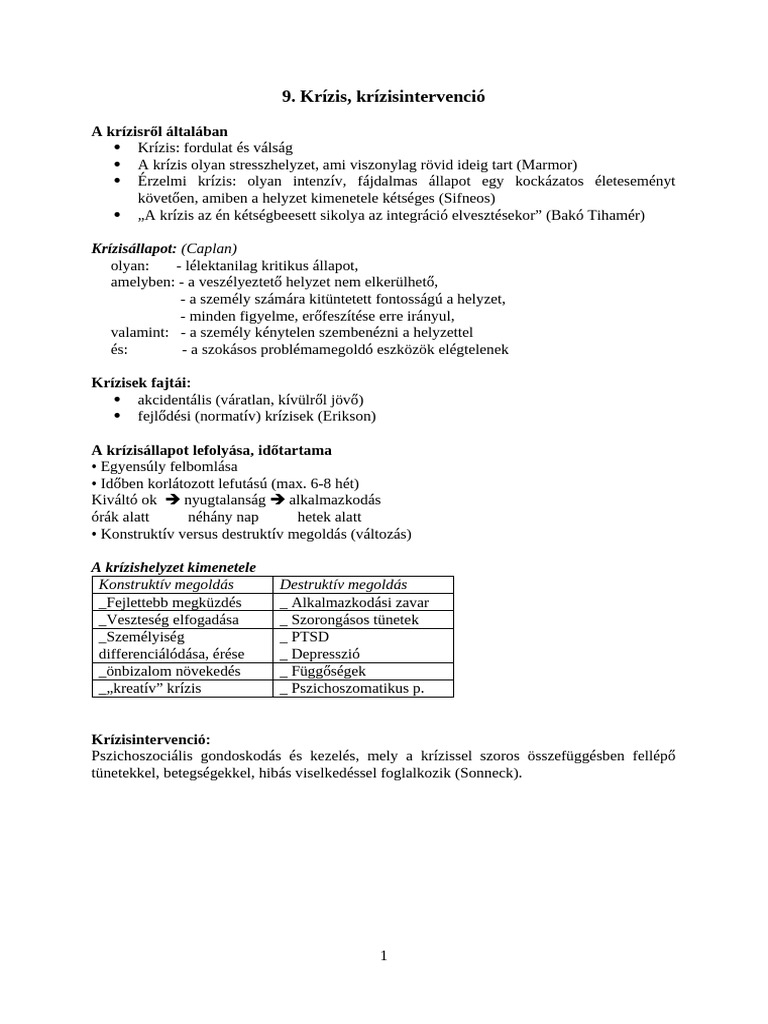 Krízis, Krízisintervenció | PDF