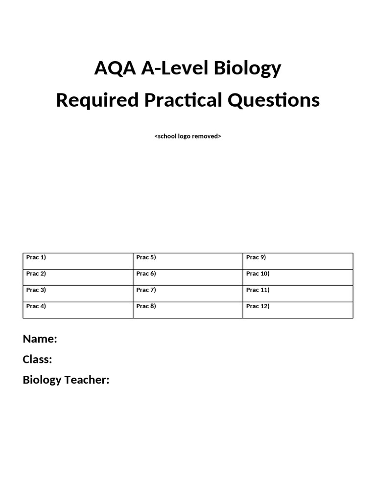 AQA A-Level Biology Practical Questions | PDF