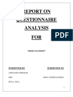 Report On Questionnaire Analysis FOR: Submitted by Submitted To