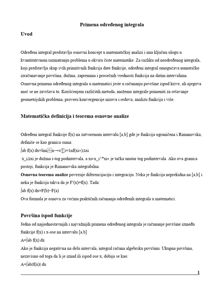 Primena Određenog Integrala | PDF