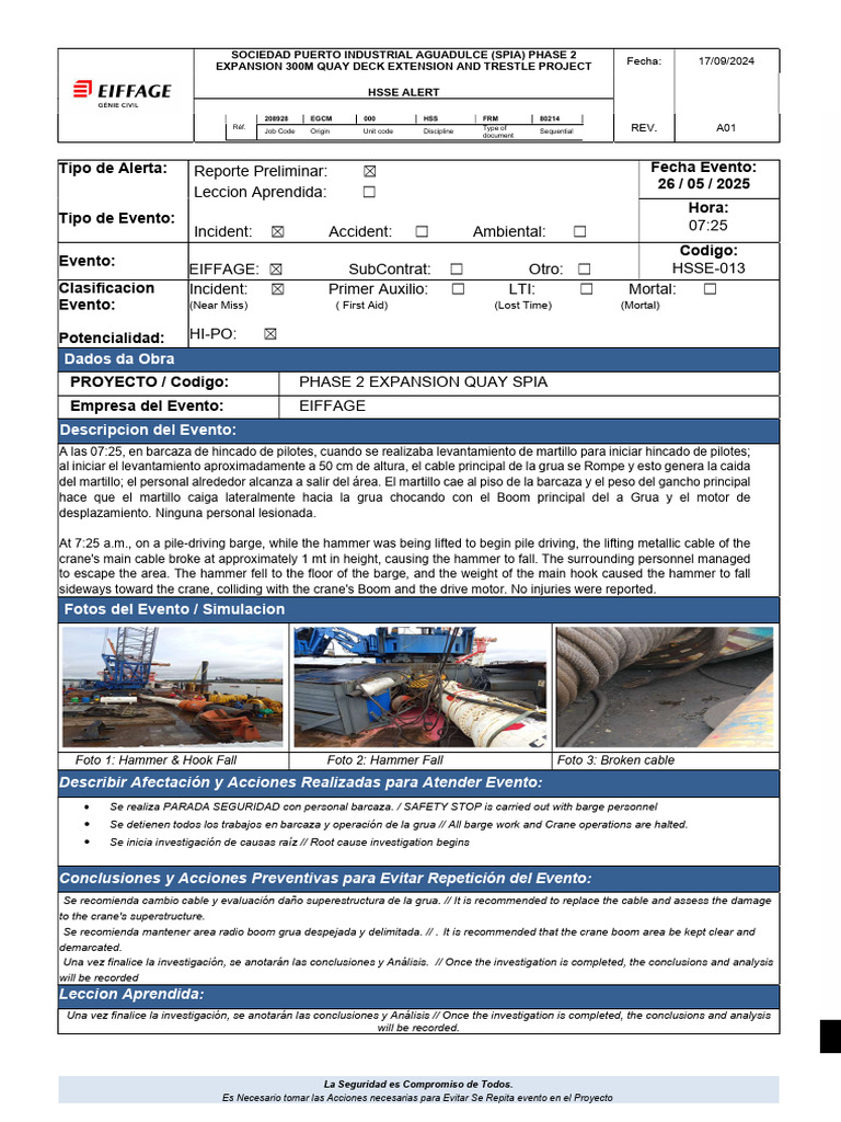 HSSE ALERT. Broken Crane Cable (26.05.25) | PDF