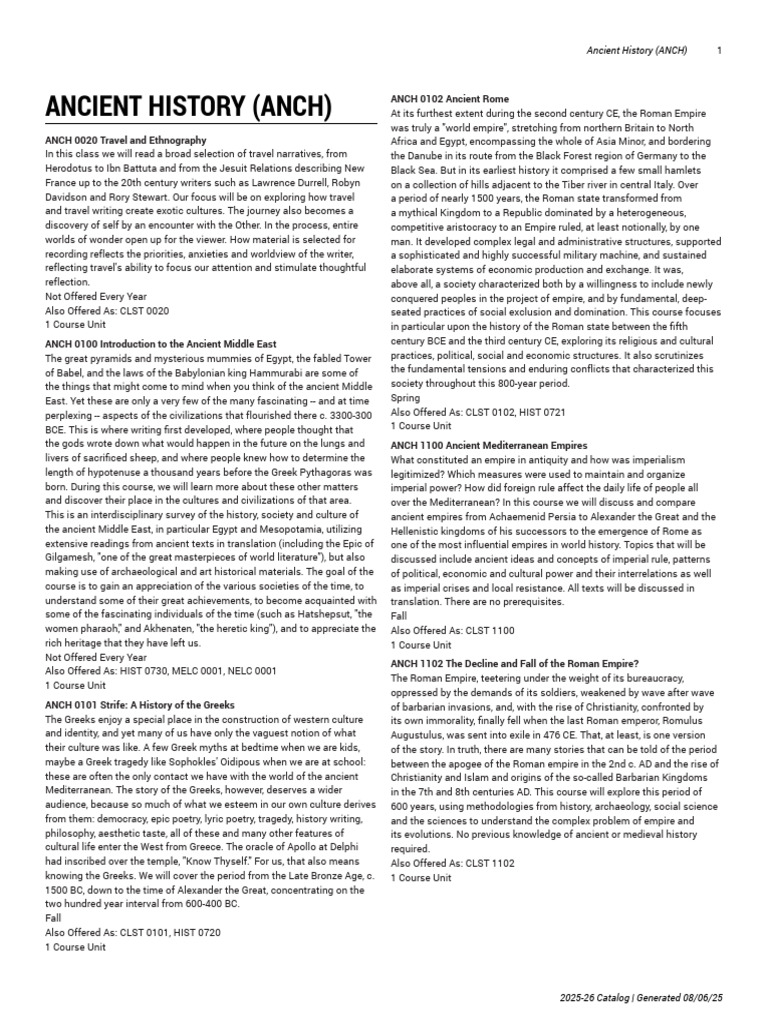Ancient History Course Overview | PDF | Ancient Greece | Greeks