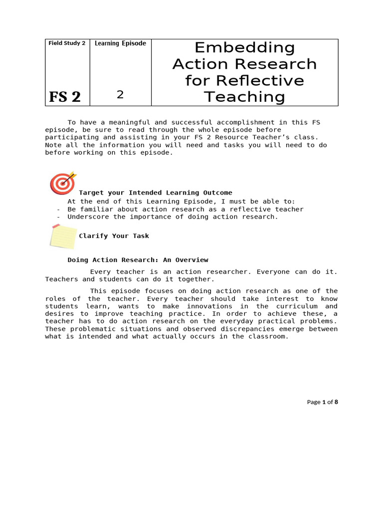 Field Study 2 (Episode 2) | PDF | Action Research | Teachers