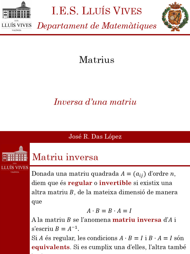 MII-1. Matrius-3. Inversa Duna Matriu Per Gauss-Jordan | PDF