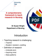 A Comprehensive Framework To Teach Research in Nursing: DR Susan Wright Department of Nursing