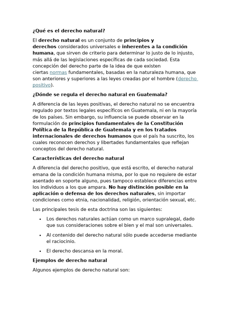 Definición y Ejemplos de Derecho Natural | PDF | La Ley natural | Derechos