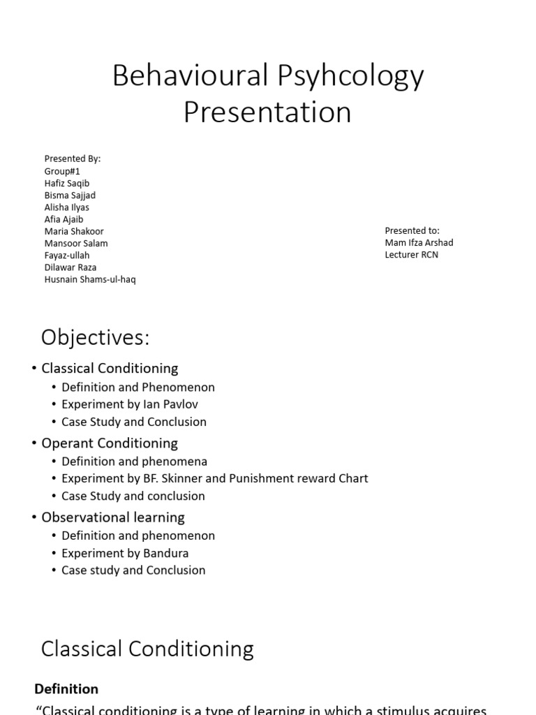 Classical Conditioning Overview | PDF | Classical Conditioning ...