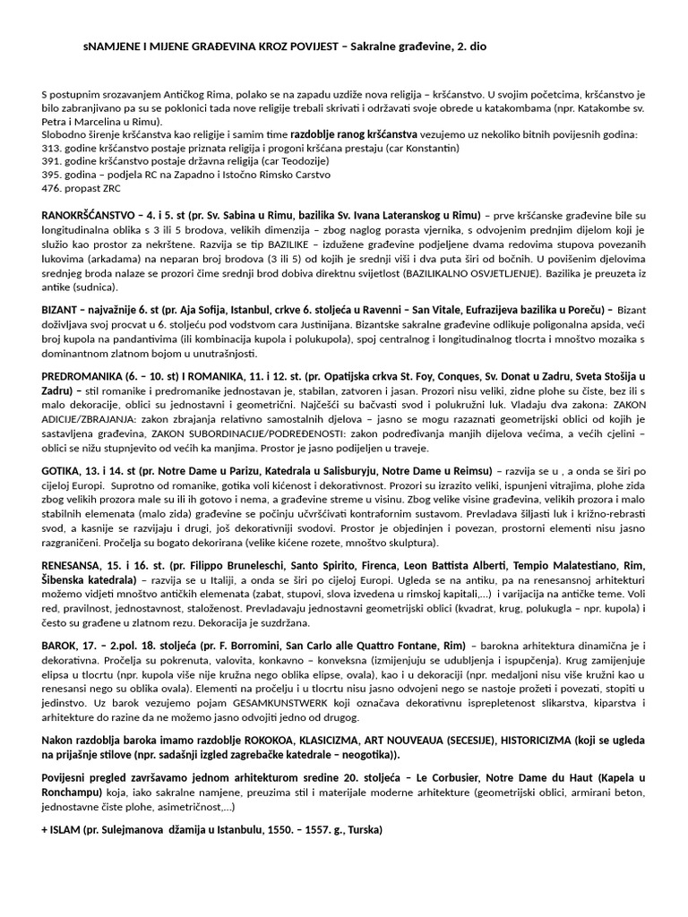 Namjene I Mijene Građevina Kroz Povijest - Sakralne Građevine2 | PDF