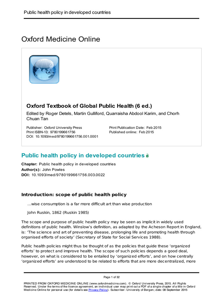 Public Health Policy in Developed Nations | PDF | European Union ...
