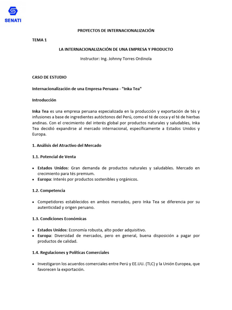 Internacionalización de Inka Tea en EE.UU. | PDF | Marketing | Producto ...