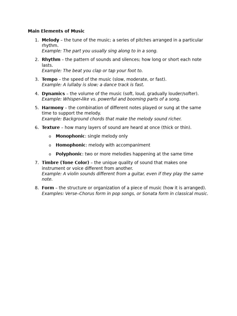Key Elements of Music Explained | PDF