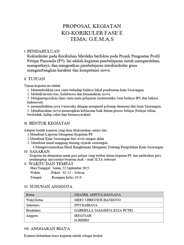 Kelompok 2 Proposal Kegiatan Gemas | PDF