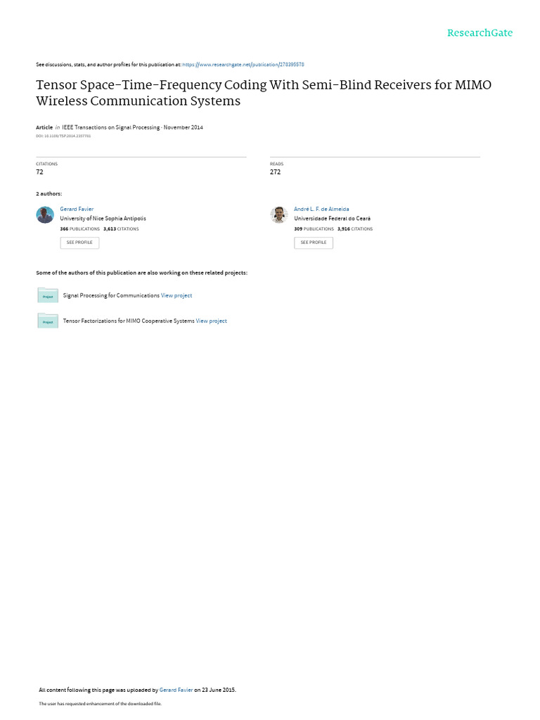 MIMO Wireless Communication Coding Techniques | PDF | Mimo | Electronics
