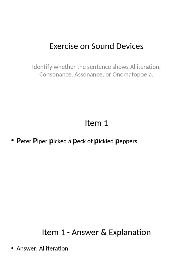 Sound Devices Exercise with Answers | PDF