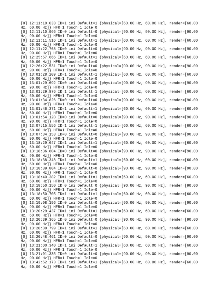 Frequency and Touch Data Log | PDF