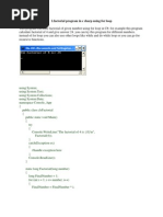 1.factorial Program in C Sharp Using For Loop